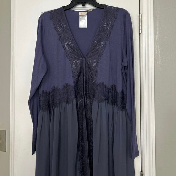 Logo Purple Lace Sheer Long Duster Cardigan Top Large New Whimsical Fairycore - Picture 4 of 16